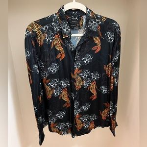 Zara Silk Multicolored Graphic Shirt